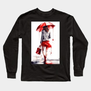 Girl with a red umbrella Long Sleeve T-Shirt